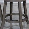 24" Counter Height Backless Swivel Stool with Fabric Seat and Weathered Finish, Solid Hardwood Frame for Kitchen or Bar - 4 of 4