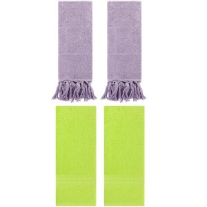 REGALWOVEN 4 Packs Solid Textured and Tassels Soft Absorbent Decorative Hand Towel - 1 of 4