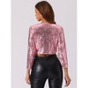 Allegra K Women's Sequin Sparkly Party 3/4 Sleeve Open Front Crop Bolero Shrug - 4 of 4