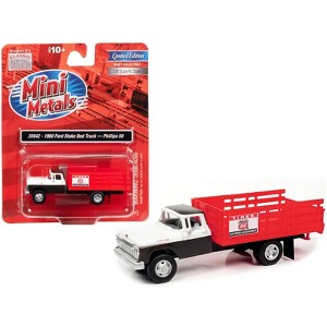 1960 Ford Stake Bed Truck "Phillips 66" Black and White with Red Stakes 1/87 (HO) Scale Model Car by Classic Metal Works - 1 of 3