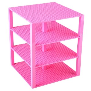 Strictly Briks 4 Pack Classic Stackable Baseplates 10x10 in, 32x32 Studs, Compatible with Major Brands, 4 Plates & 30 Stackers, Pink - 1 of 4