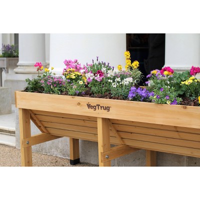 Natural Medium Rectangular Wooden Raised Garden Bed Planter