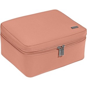 Away Cosmetics Bag, Makeup Bag with Detachable Brush Roll, Waterproof, Clear Zip Pockets, Travel Friendly, Clay Pink - 1 of 4