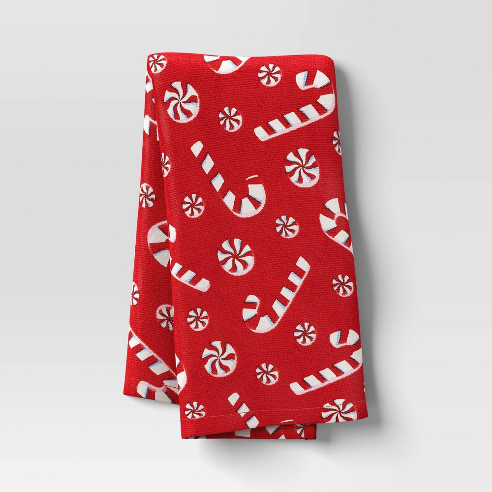 Christmas Peppermint Swirl Kitchen Towel - Wondershop™: Multicolor Cotton Terry, Machine Washable, 26"x16"