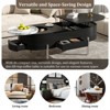RISOKEYS 47.2" Oval Lift Top Coffee Table - Modern Table with 360-degree Marble-patterned Rotating Tray,Hidden Compartment,and Lift Tabletop for Home - 2 of 4