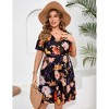 BLUEMING Plus Size Womens Dresses V Neck Floral Flutter Sleeve Midi Surplice Dress Waist Belted Floral Tie Waist Dress Bell Sleeve Dress Flowy Dress - 4 of 4