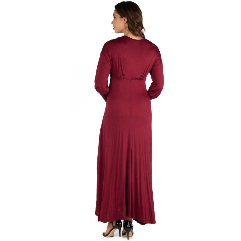 24seven Comfort Apparel V-Neck Long Sleeve Maternity Maxi Dress, 3 of 5