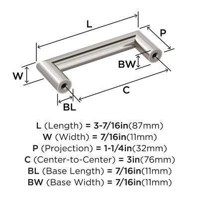 3-Inch Satin Nickel Modern Industrial Bar Pull