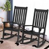 Costway 2PCS Wood Rocking Chair Porch Rocker High Back Garden Seat Indoor Outdoor - 2 of 4