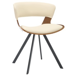 LeisureMod Upholstered Dining Chair in Leather/Velvet Poplar Wood Frame Nymia Series - 1 of 4