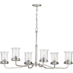 Progress Lighting Winslett 6-Light Chandelier, Brushed Nickel, Seeded Glass Shades - 1 of 2