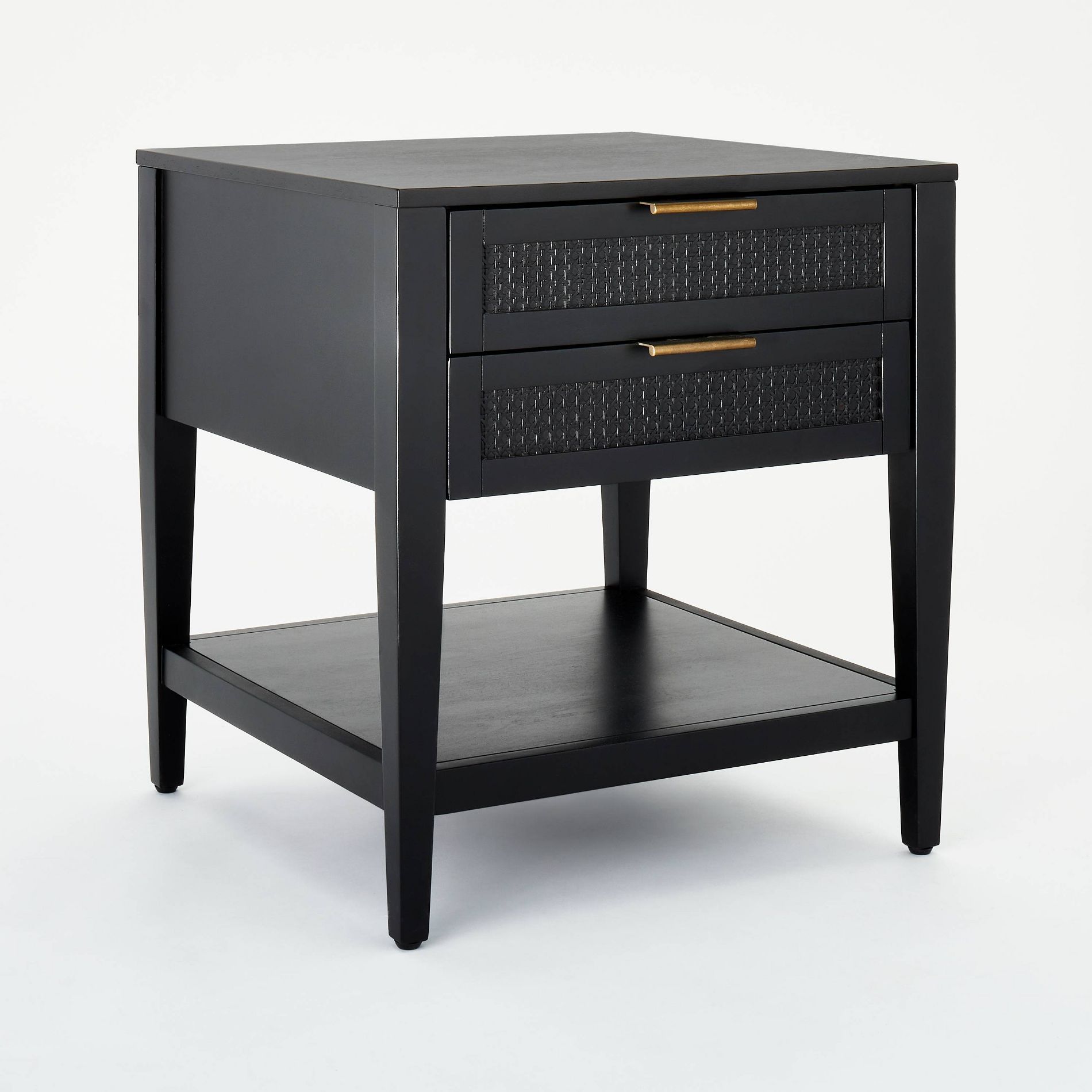 East Bluff Woven & Wood Veneer Square Accent Table 2 drawers Black - Threshold™ designed with Studio McGee Assembly Required