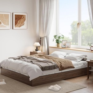 King Size Wood Platform Bed Frame,Wooden Bed Frame Without Headboard, Wood Slat Support,No Box Spring Needed, Easy Assembly - 1 of 4