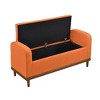 Kumasinova Mid-Century Modern Storage Ottoman Bench, 50" Textured Fabric, Walnut Finish, Button-Tufted Lift Top, Versatile Entryway Bench - 4 of 4