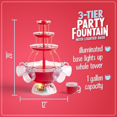 Nostalgia Clear Plastic LED Lighted Party Fountain with Cups