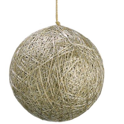 Allstate Floral 3.5" Metallic String Christmas Ball Ornament - Gold