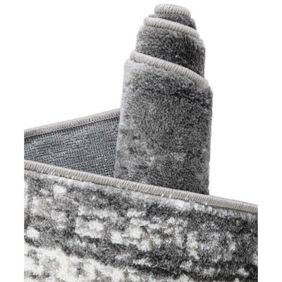 Gray Oval Stain-Resistant Synthetic Area Rug