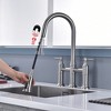 SUMERAIN 2-Handle Bridge Kitchen Sink Faucet with Pull Down Sprayer, 3 Hole, Brushed Nickel - 4 of 4