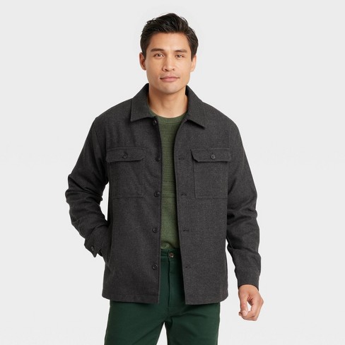 Men's Solid Woven Shirt Jacket - Goodfellow & Co™ Black S