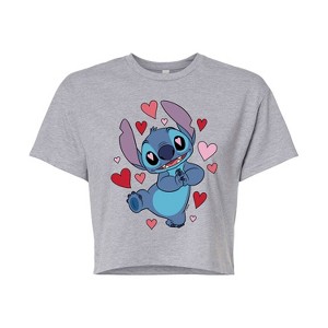 Women's - Lilo and Stitch - Heart Eyes Cropped Graphic T-Shirt - 1 of 4