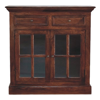 HomeRoots 35" Brown Distressed Solid Wood Accent Cabinet With Two Doors And Two Drawers
