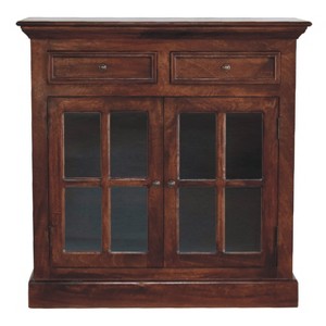 HomeRoots 35" Brown Distressed Solid Wood Accent Cabinet With Two Doors And Two Drawers - 1 of 4