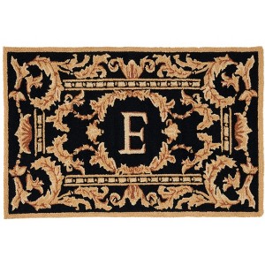 Monogram MON219 Hand Hooked Outdoor Door Mat - Black - 2'6"x4' - Safavieh - 1 of 2