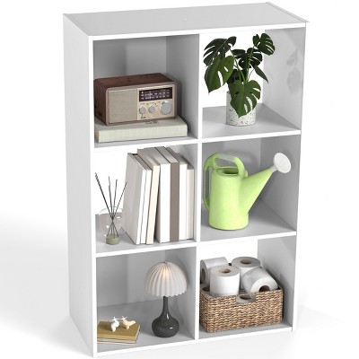 FURNIinspire Decorative Bookshelf 6 Cube Storage Organizer, Open Book Shelf Display Bookcase with Removable Back Panels, White, 11.6"*35.9"*23.2"