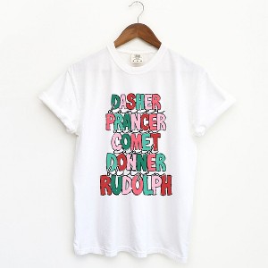 Simply Sage Market Women's Reindeer Stacked Short Sleeve Garment Dyed Tee - 1 of 4