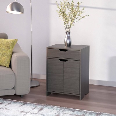 Gray Composite Wood Office Storage Cabinet with Adjustable Shelving