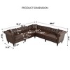 GDFStudio Ellerslie 99.4"W  Faux Leather L-Shaped Chesterfield Sofa with Rolled Arms and Nailhead - 3 of 4