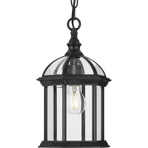 Progress Lighting Dillard 1-Light Outdoor Post Lantern in Textured Black, Clear Beveled Glass, Aluminum Material - 1 of 1