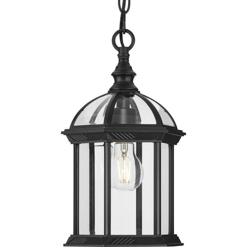 Progress Lighting Dillard 1-Light Outdoor Post Lantern in Textured Black, Clear Beveled Glass, Aluminum Material, 1 of 2