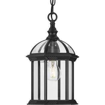 Progress Lighting Dillard 1-Light Outdoor Post Lantern in Textured Black, Clear Beveled Glass, Aluminum Material