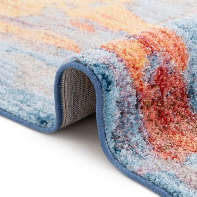 Multi-Color Abstract Easy Care Synthetic Runner Rug