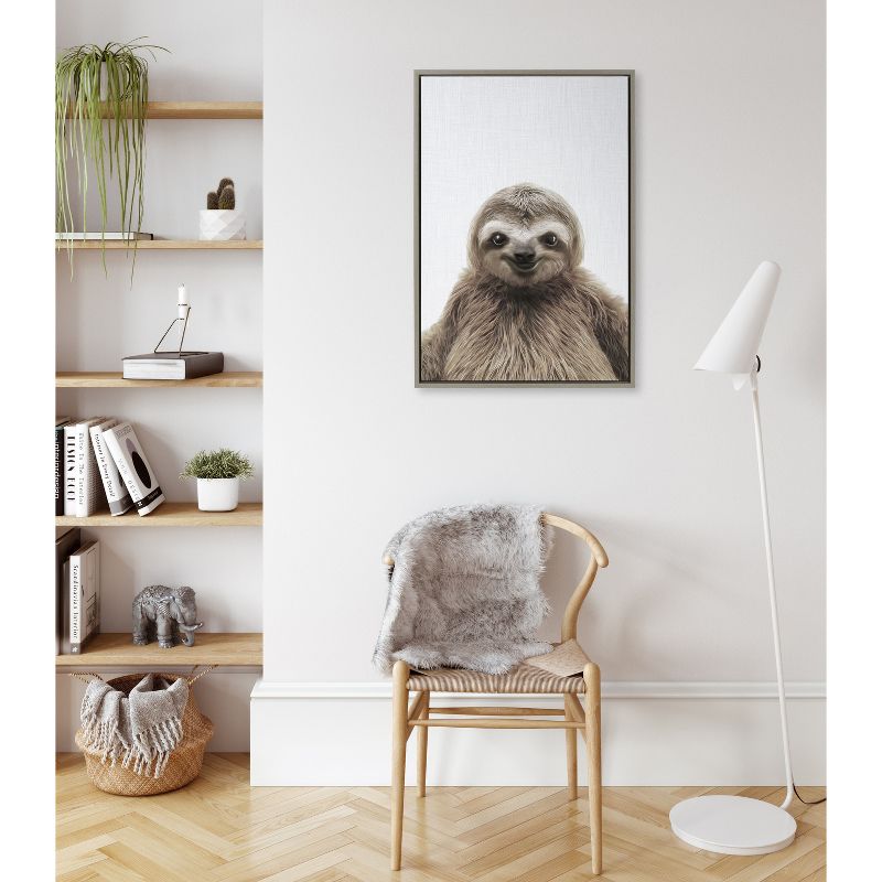 23&#34; x 33&#34; Sylvie Sloth Color Framed Canvas by Simon Te of Tai Prints Gray - Kate &#38; Laurel All Things Decor, 6 of 8