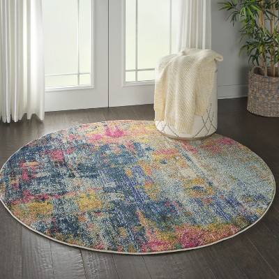 Blue Abstract Tufted Synthetic 5' x 7' Area Rug