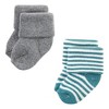 Hudson Baby Infant Boy Cotton Rich Newborn and Terry Socks, Dark Earth Tone Stripes - 3 of 4