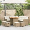 vidaXL L-shaped Couch Sofa with Cushions Poly Rattan - Beige Cream White 6 Piece - 2 of 4