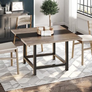 Kumasinova 39.37" Square Dining Table,Modern Center Table with Wood Tabletop & Metal Legs,Kitchen Table for Living Room & Office,Gray - 1 of 4