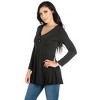 24seven Comfort Apparel Womens Flared Long Sleeve Henley Tunic Top - 2 of 4