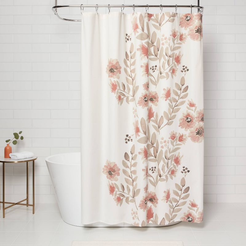 Blooms Flat Weave Shower Curtain Coral - Threshold&#8482;, 2 of 11