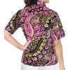 LA LEELA Women's Summer Casual Beach Hawaiian Blouses Shirt V Neck Blouse Short Sleeve Button Up Dress Tops Tee Shirts for Women - 2 of 4