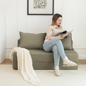 Foldable Sofa Bed Floor Couch with Backrest and Upholstery, Twin Sleeper Lounge Chair for Dorm, Guest Room, Office, Apartment-The Pop Home - 1 of 4