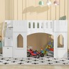 NicBex Twin Size Loft Bed Castle Shape Pine Bed Frame with 2 Windows, Storage Stairs and Full Length Guardrail, No Box Spring Required, White - 2 of 4