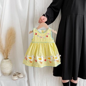 MyKids-USA Summer Hot Selling Baby Kids Girls Princess Sleeveless Plaid Dress - 1 of 4