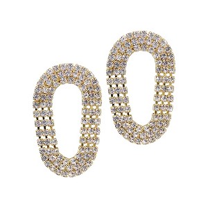 Adornia 14k Gold Plated Pave Cascade Oval Hoops - 1 of 3