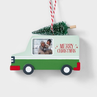 Panel Truck Photo Frame Christmas Tree Ornament Green - Wondershop™