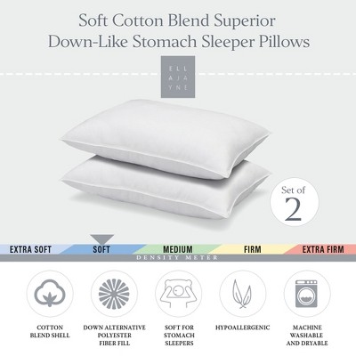 White Hypoallergenic Polyester King Stomach Sleeper Pillow Set