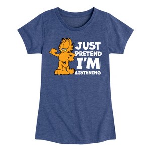 Girls' - Garfield - Pretend I'm Listening Fitted Short Sleeve Graphic T-Shirt - 1 of 4